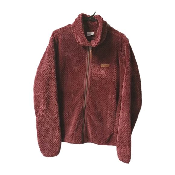 Columbia Women's Fireside Sherpa Fleece Jacket XXL FITS SMALL XL Merlot Purple - Picture 1 of 9